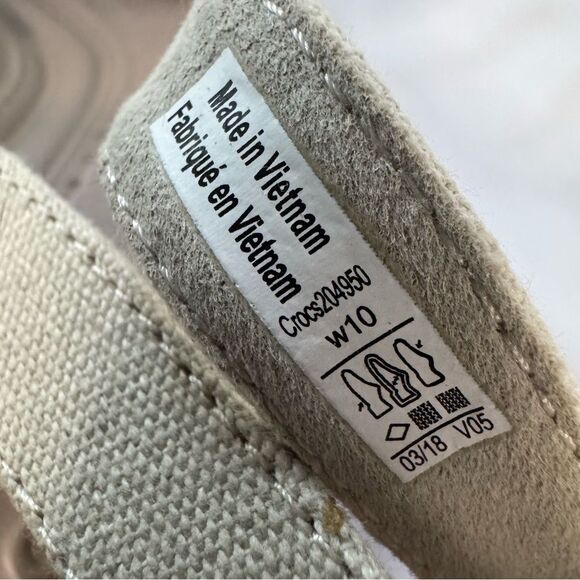 Crocs Leigh II Cross Strap Ankle Wedge Sandal Tan Beige Size 10 Open Toe Neutral - Picture 5 of 10